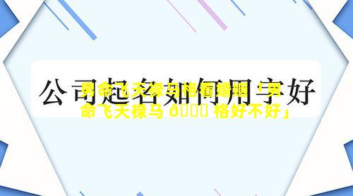 男命飞天禄马格看婚姻「男命飞天禄马 🐝 格好不好」